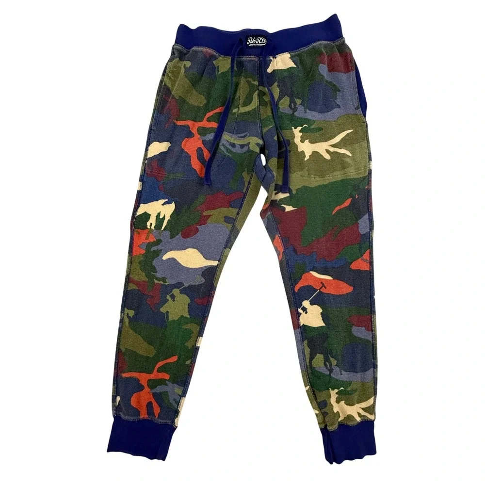 Polo Ralph Lauren Camo Waffle Knit Jogger Pants Big Pony Mens Medium Multi Color - Picture 2 of 11